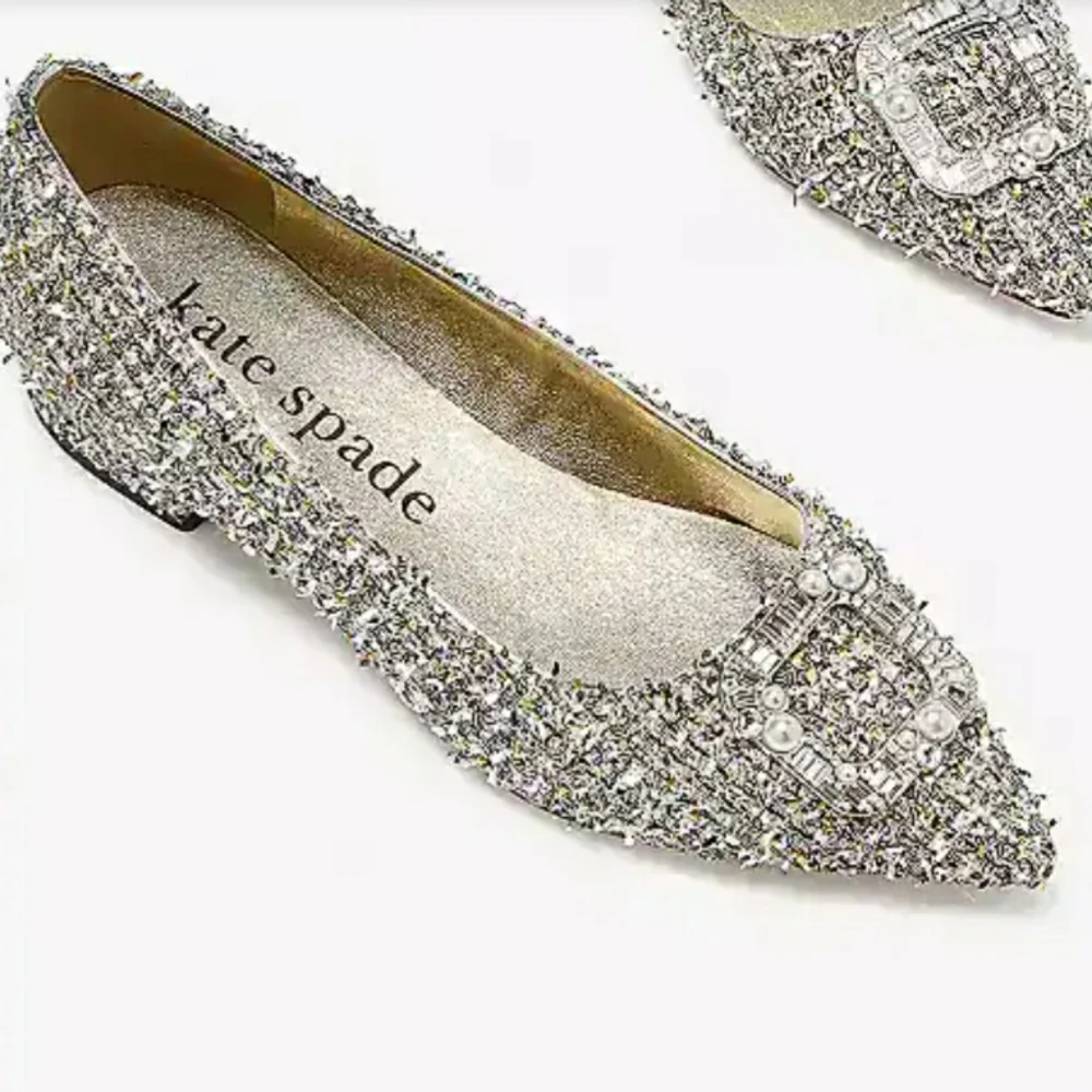 Kate Spade "buckle up" metallic tweed flats - worn once! - Picture 1 of 9